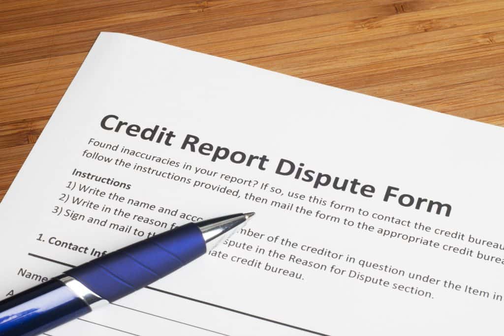 credit report dispute form